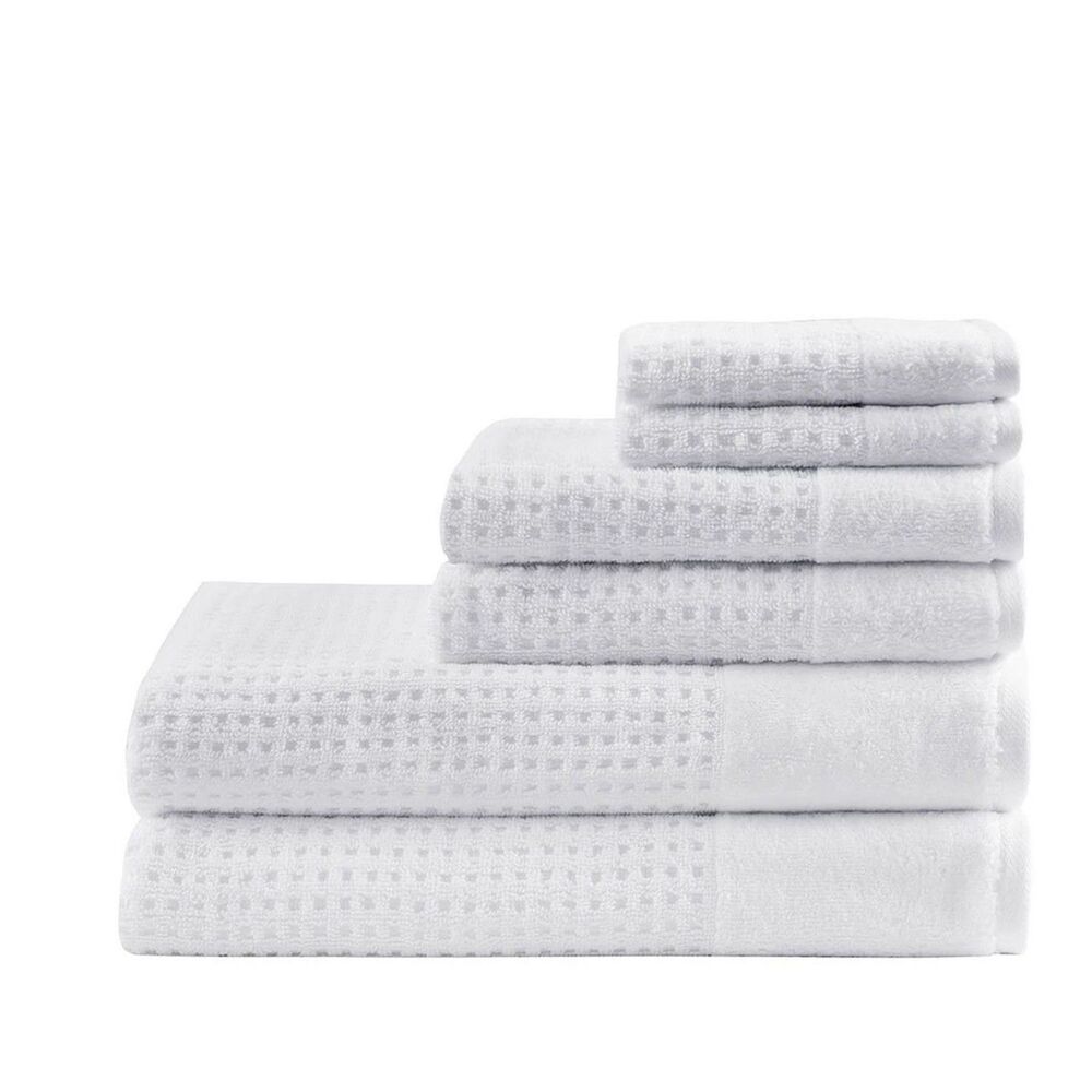 Madison Park Spa Waffle 6-Piece Cotton Jacquard Antimicrobial Towels Set White